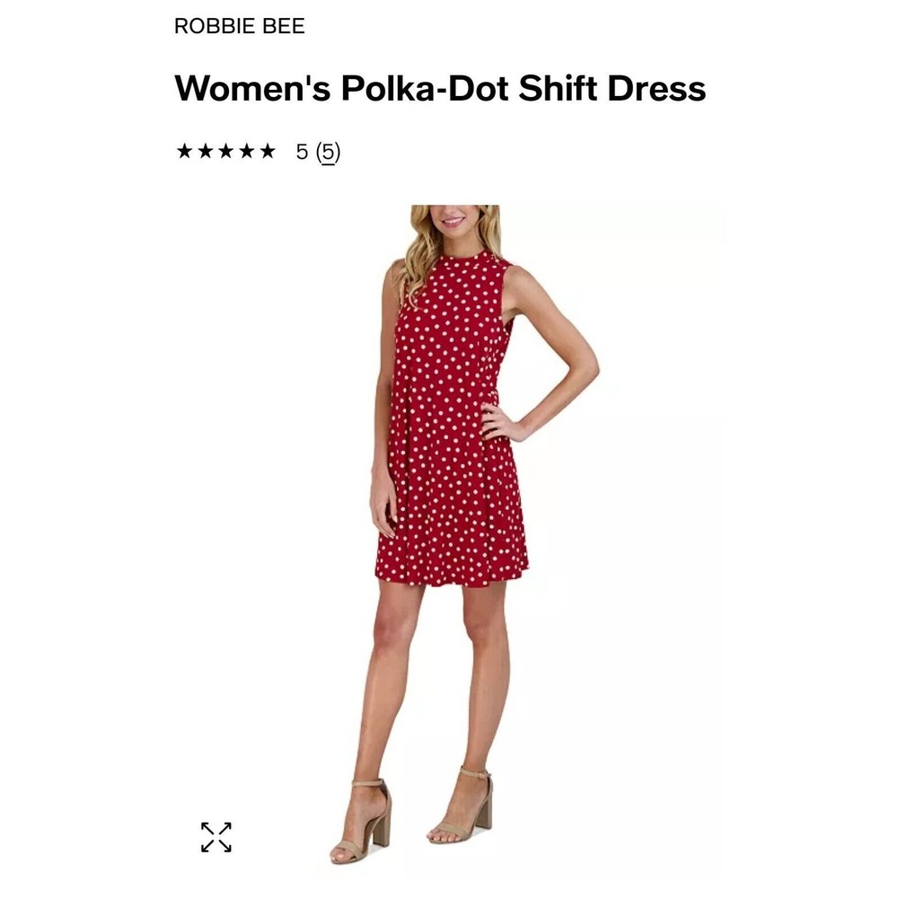 Women’s Signature Robbie Bee XL Red Rust Ivory White Polka Dot Wrap Dress Midi